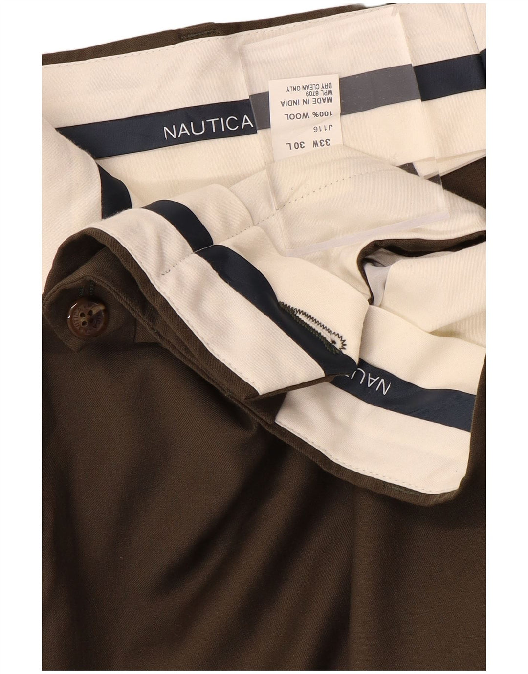 Pantaloni da abito da uomo con pegging NAUTICA W33 L30 in lana grigia