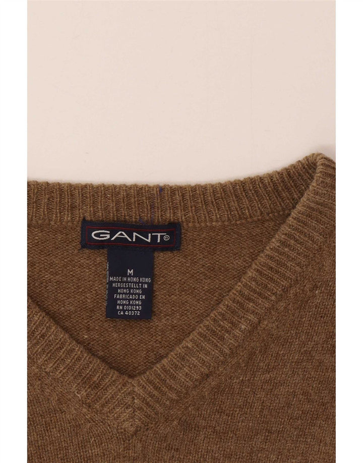 Gant Maglione da uomo con scollo a V in lana d'agnello screziata marrone medio