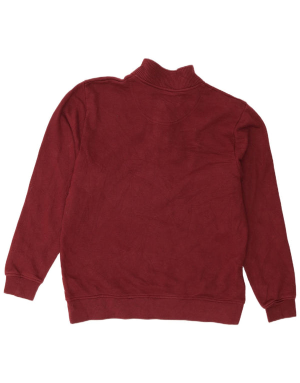 Felpa da uomo con vestibilità regolare, collo con zip, Orvis, grande, in cotone bordeaux