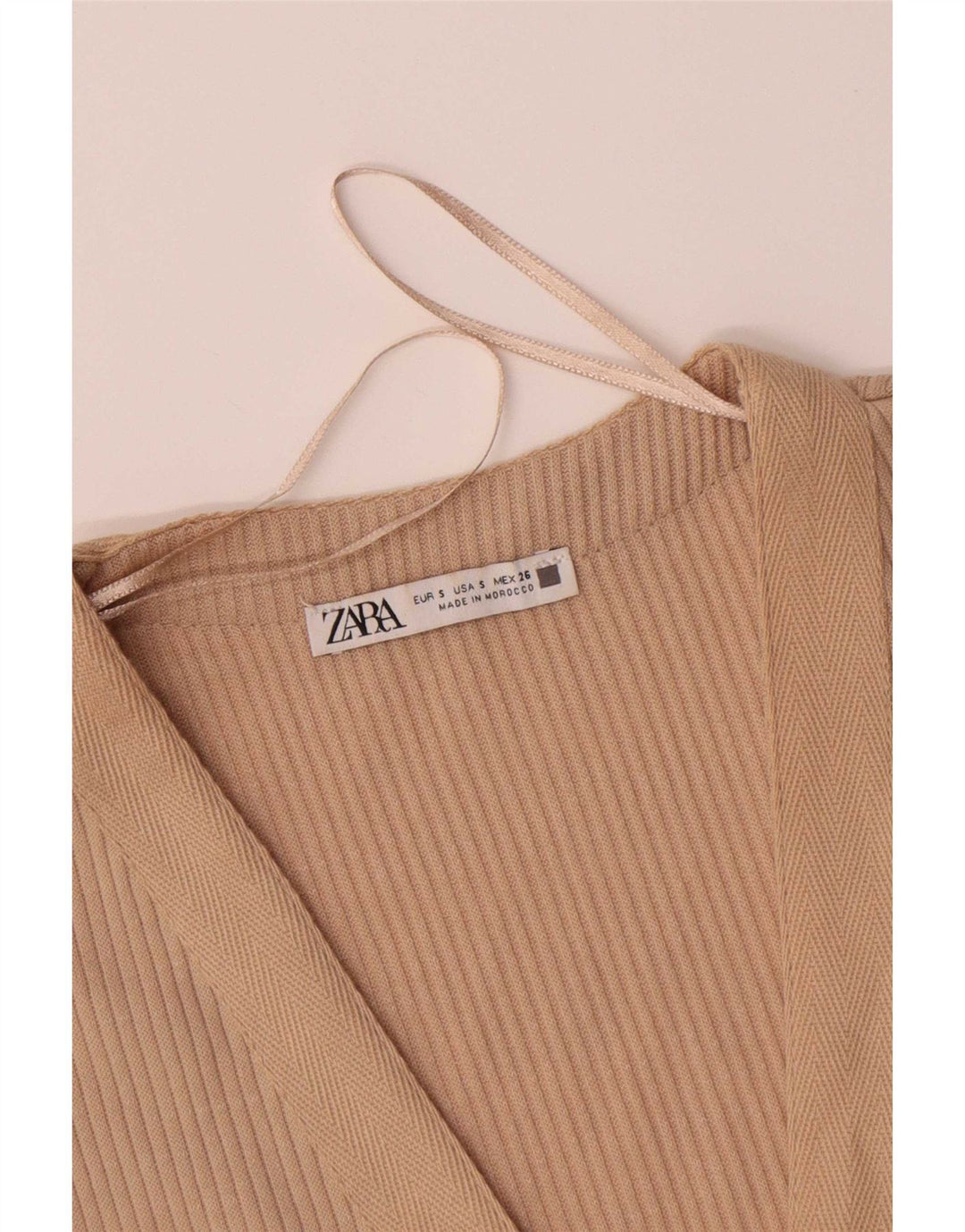 Abito maglione senza maniche da donna Zara UK 10 piccolo poliestere beige
