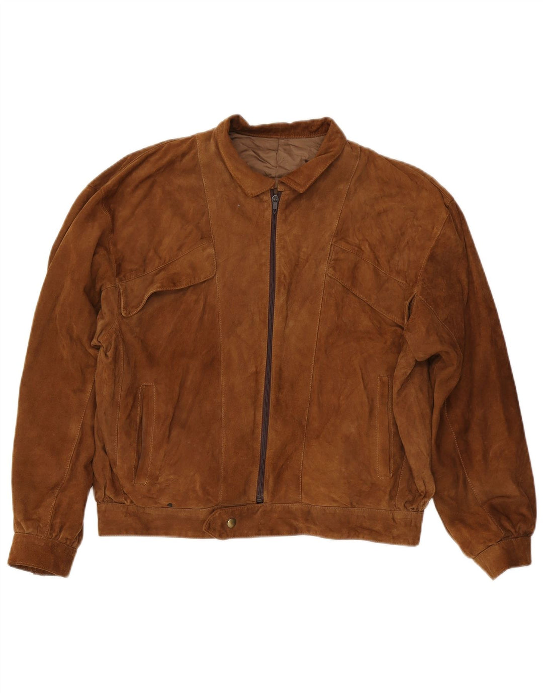 Giacca vintage in pelle scamosciata da uomo IT 48 Marrone medio