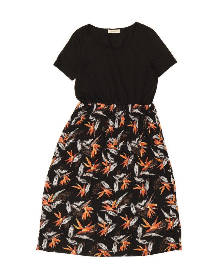 OASIS Womens A-Line Dress UK 10 Small Black Floral Vintage Oasis and Second-Hand Oasis from Messina Hembry 