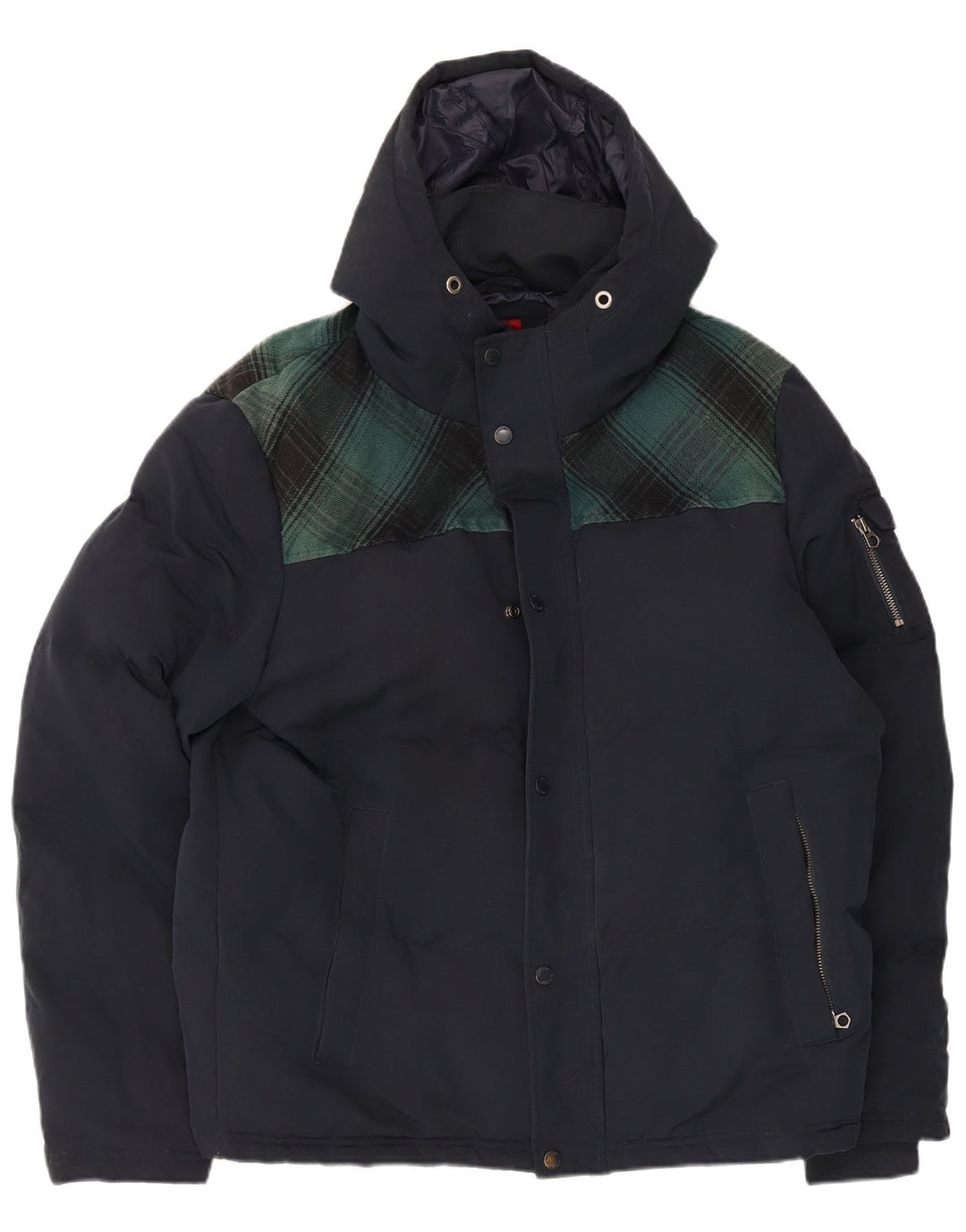Giacca da sci da uomo con cappuccio Superdry UK 42 XL Poliestere a quadri blu navy