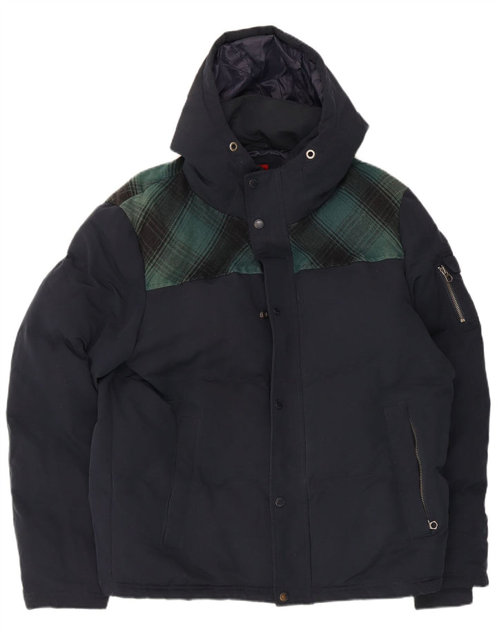 Giacca da sci da uomo con cappuccio Superdry UK 42 XL Poliestere a quadri blu navy