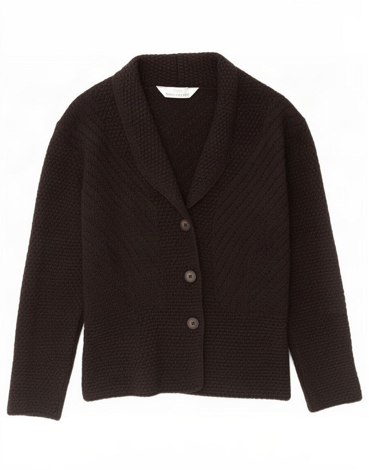 Maglione cardigan da donna Marks & Spencer UK 12 Lana marrone medio