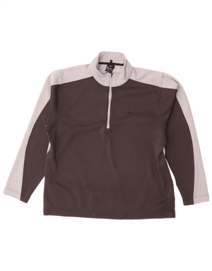 Top della tuta pullover Nike Dri Fit da uomo UK 42/44 Large Grigio Colourblock