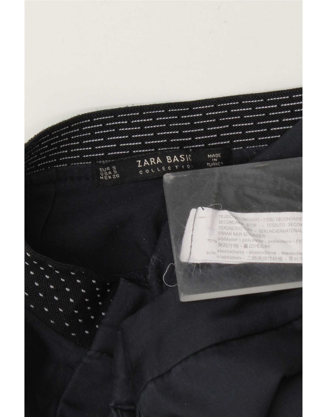Pantaloni chino slim da donna Zara piccoli W26 L27 poliestere blu navy