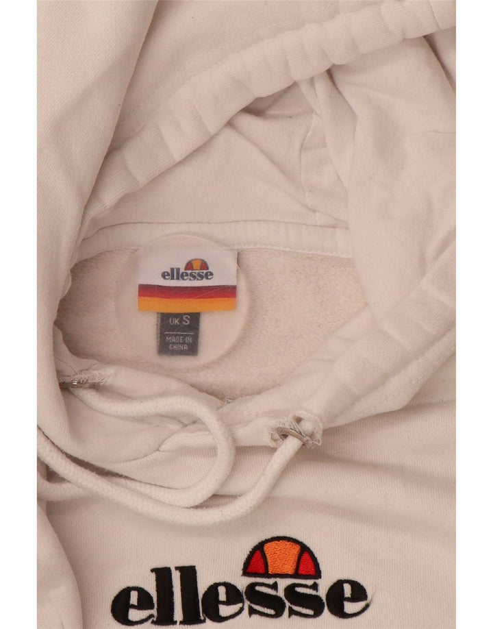 ELLESSE Felpa con cappuccio grafica da uomo, piccola, in cotone bianco sporco