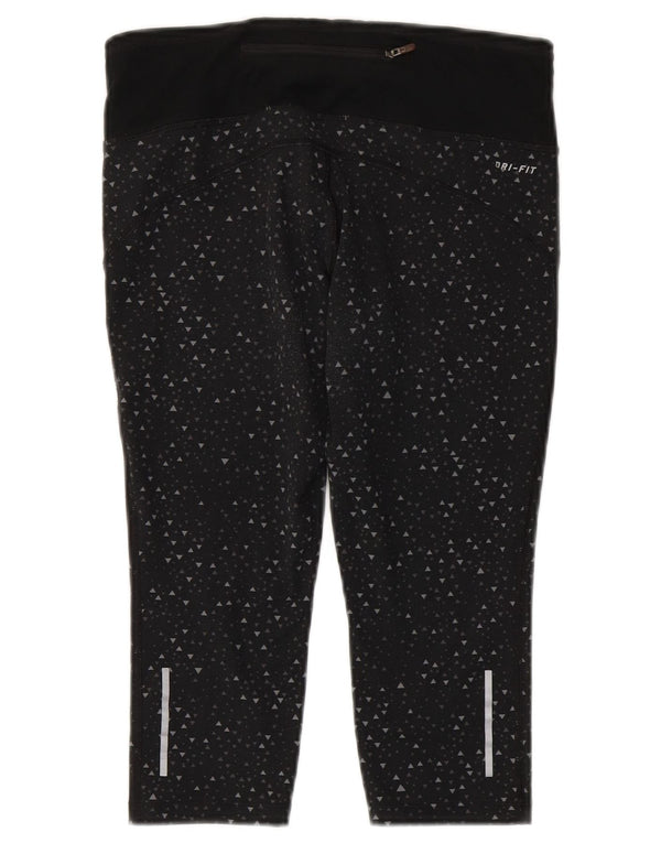 Leggings Nike Dri Fit Capri da donna UK 10 piccolo poliestere geometrico nero