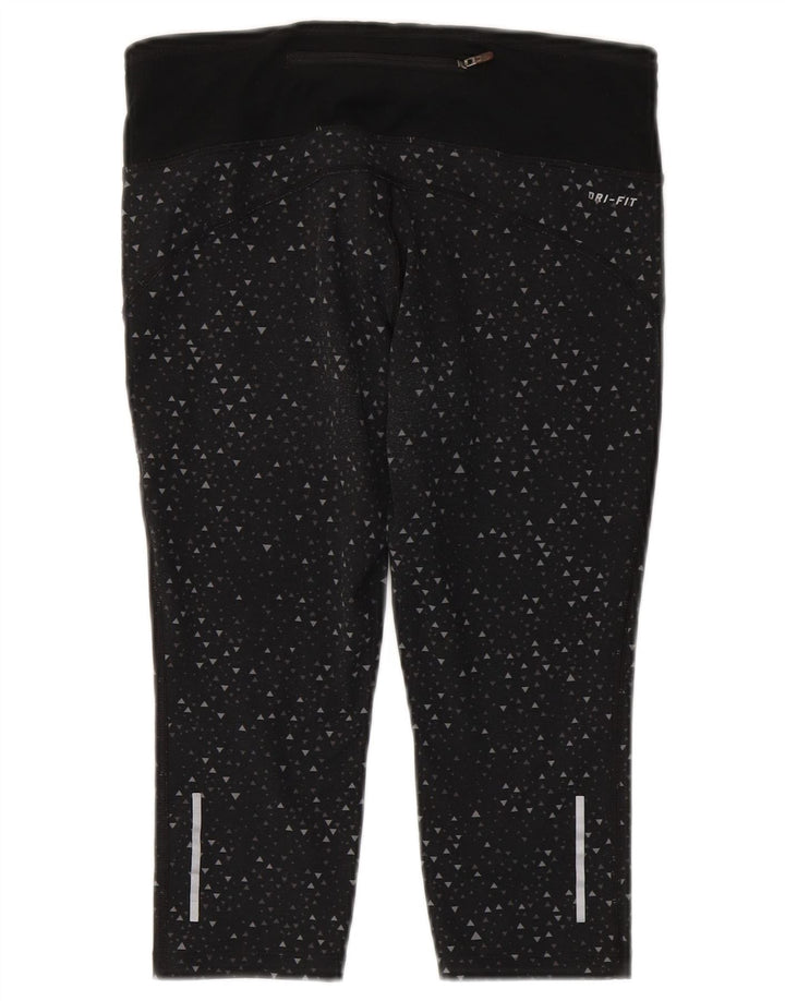 Leggings Nike Dri Fit Capri da donna UK 10 piccolo poliestere geometrico nero