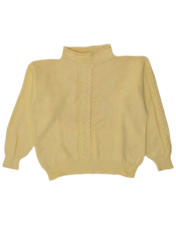Maglione maglione vintage da donna con collo dolcevita UK 16 grande giallo