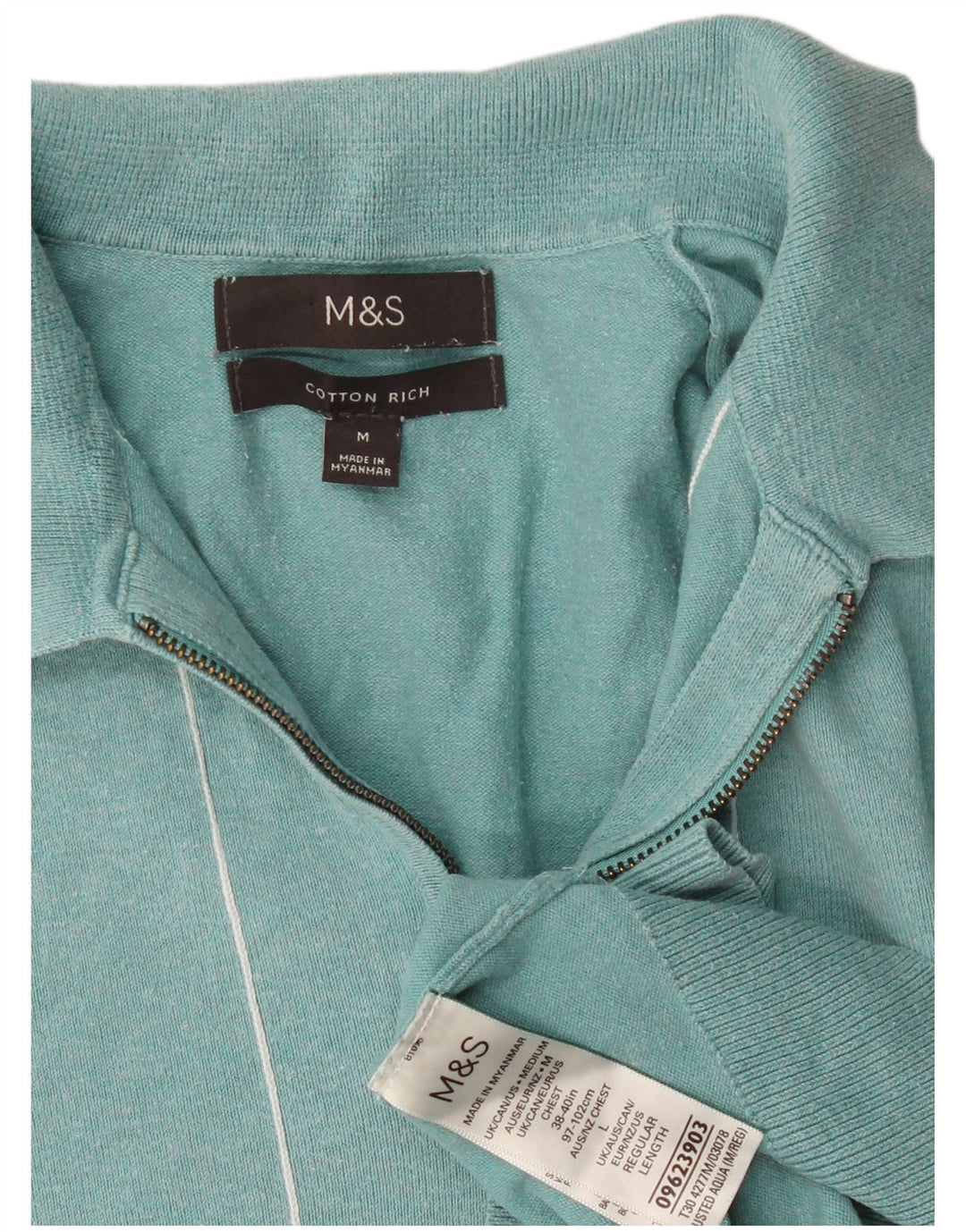 Polo da uomo a maniche corte Marks & Spencer a righe turchesi medie