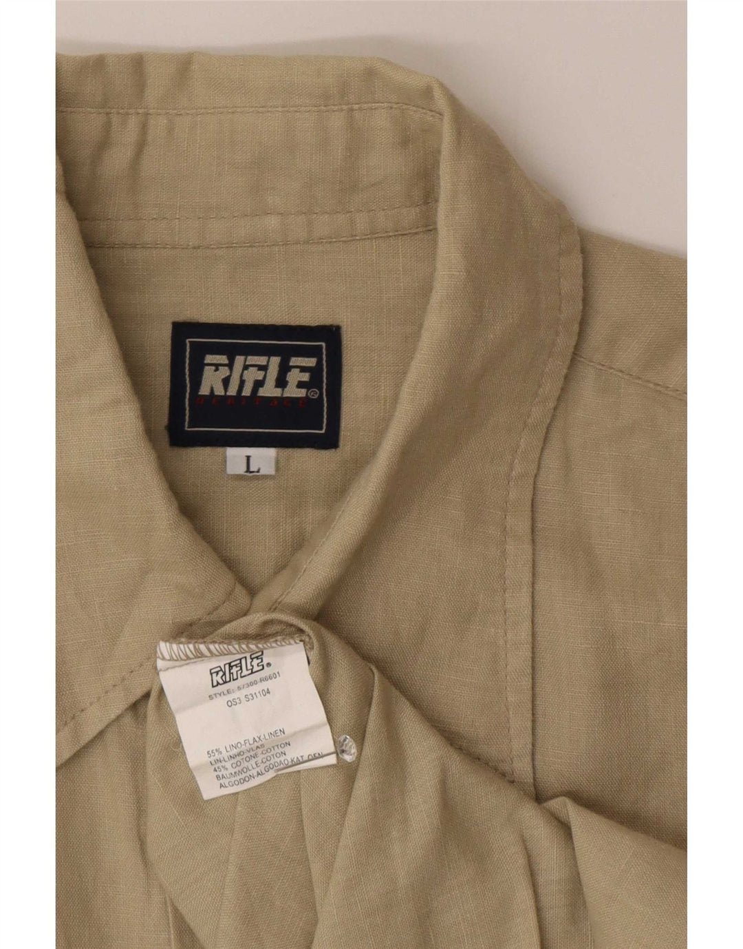 Camicia da uomo Rifle grande in lino beige
