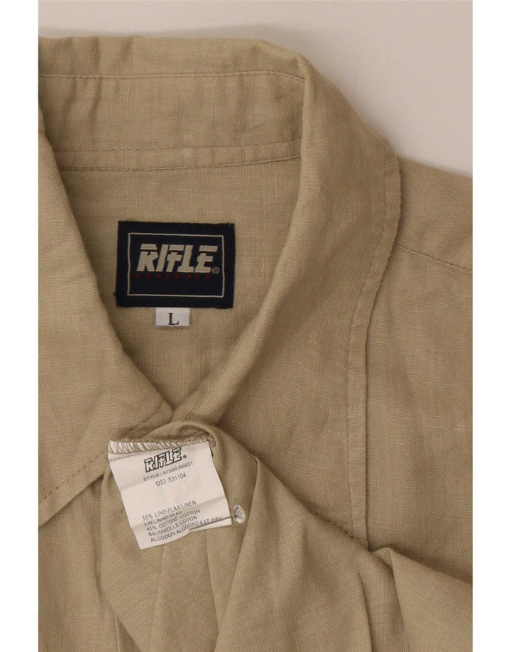 Camicia da uomo Rifle grande in lino beige