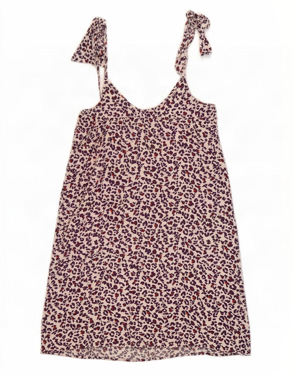Canottiera senza maniche da donna Benetton UK 10 piccola stampa animalier bianca