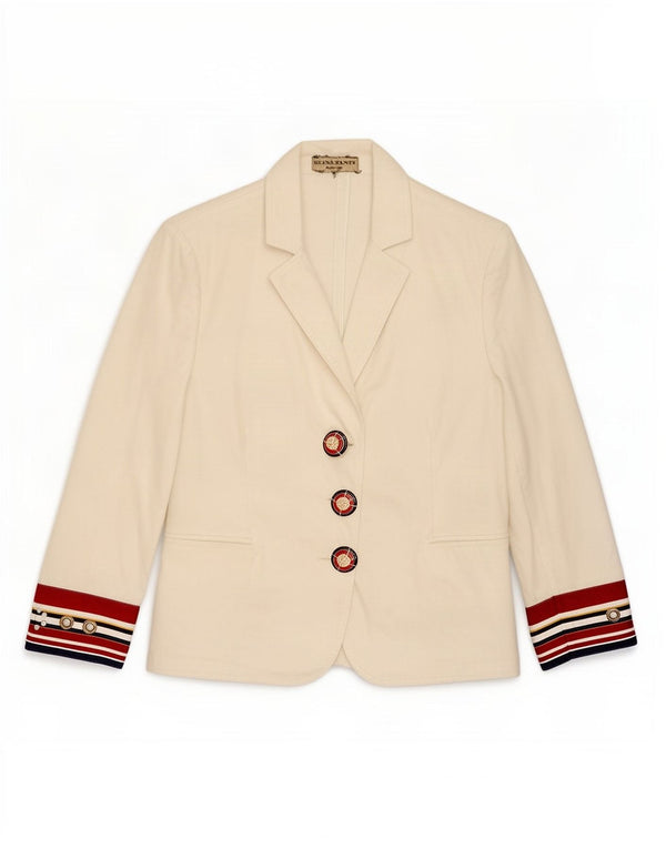 Giacca Blazer a 3 Bottoni da Donna Elisa Fanti IT 48 XL Colorblock Bianco