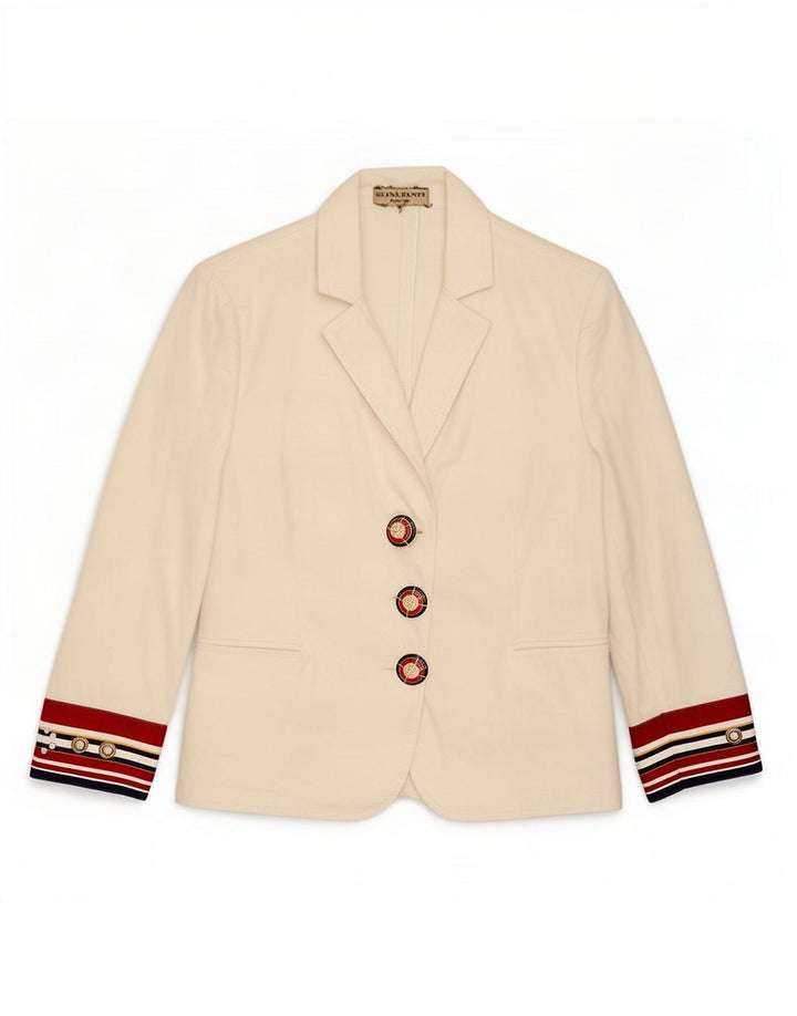 Giacca Blazer a 3 Bottoni da Donna Elisa Fanti IT 48 XL Colorblock Bianco