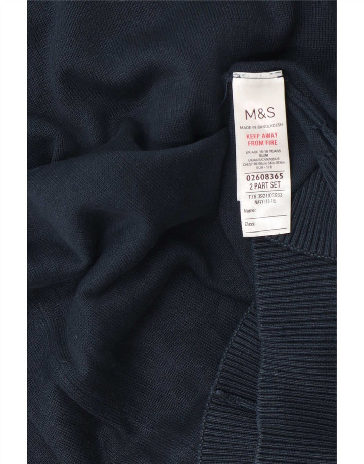 Maglione da ragazzo slim con scollo a V Marks & Spencer 15-16 anni blu navy