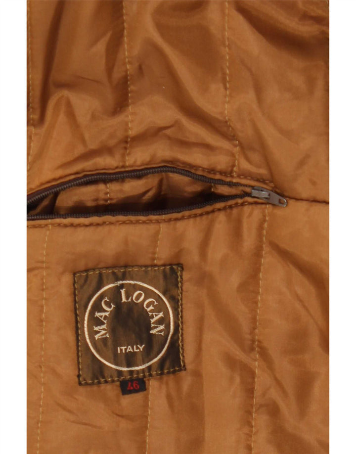 Cappotto in pelle vintage da uomo IT 46 piccolo marrone