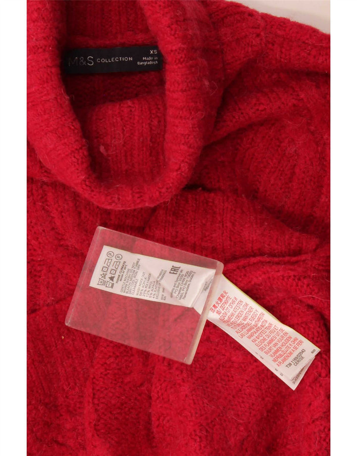 Maglione maglione oversize a collo alto Marks & Spencer da donna UK 6 XS Rosso