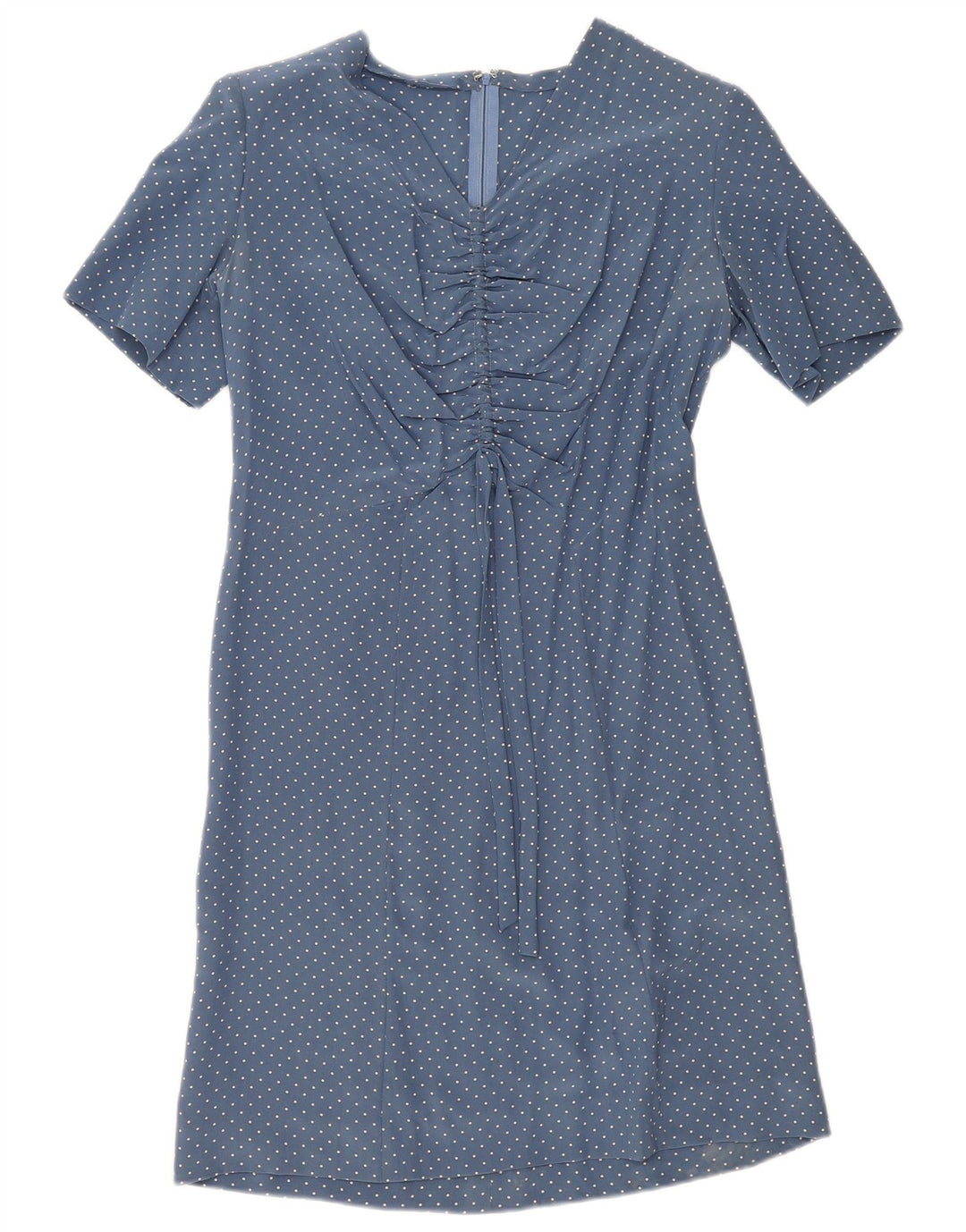 Abito a trapezio vintage da donna UK 12 blu medio maculato