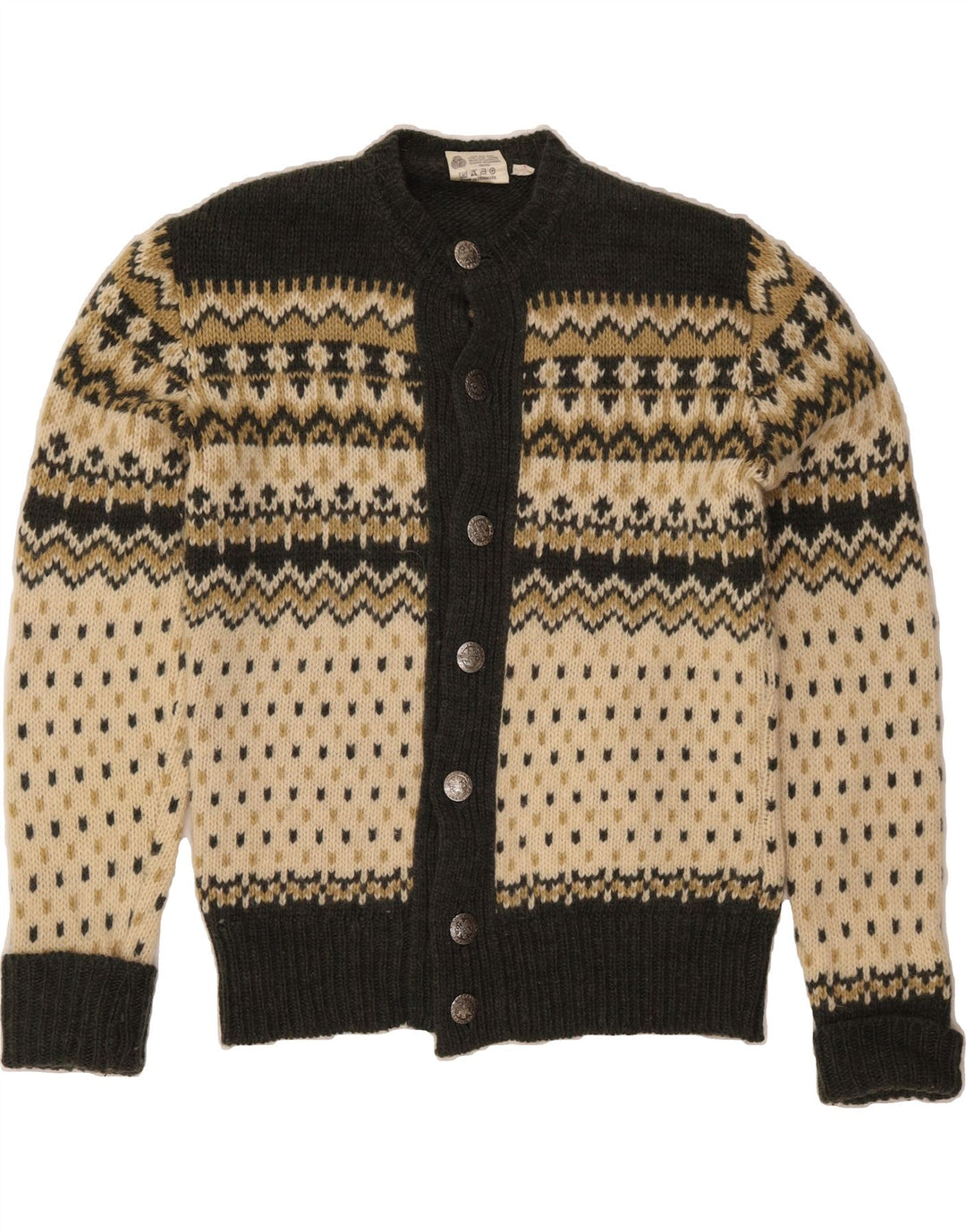 Maglione cardigan da uomo C&A IT 52/54 Large Lana Fair Isle color kaki