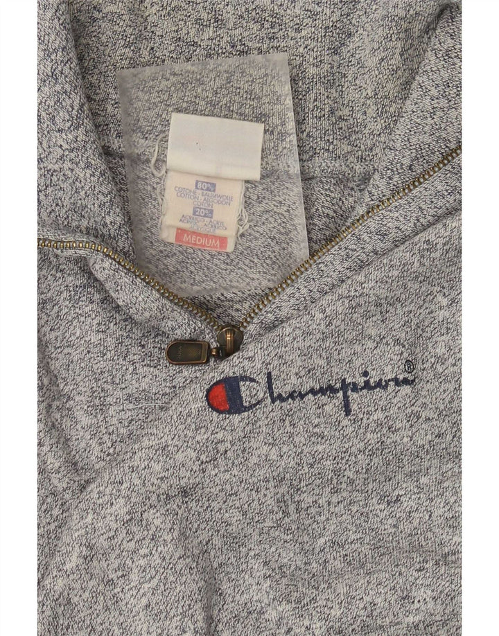 Felpa Champion da uomo con zip e collo, maglione, cotone chiazzato grigio medio