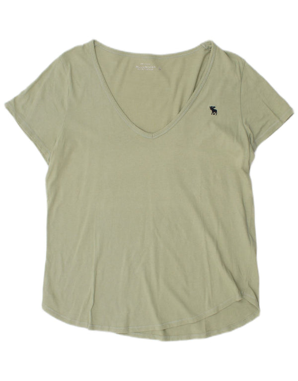 T-shirt da donna Abercrombie & Fitch UK 14 grande in cotone kaki