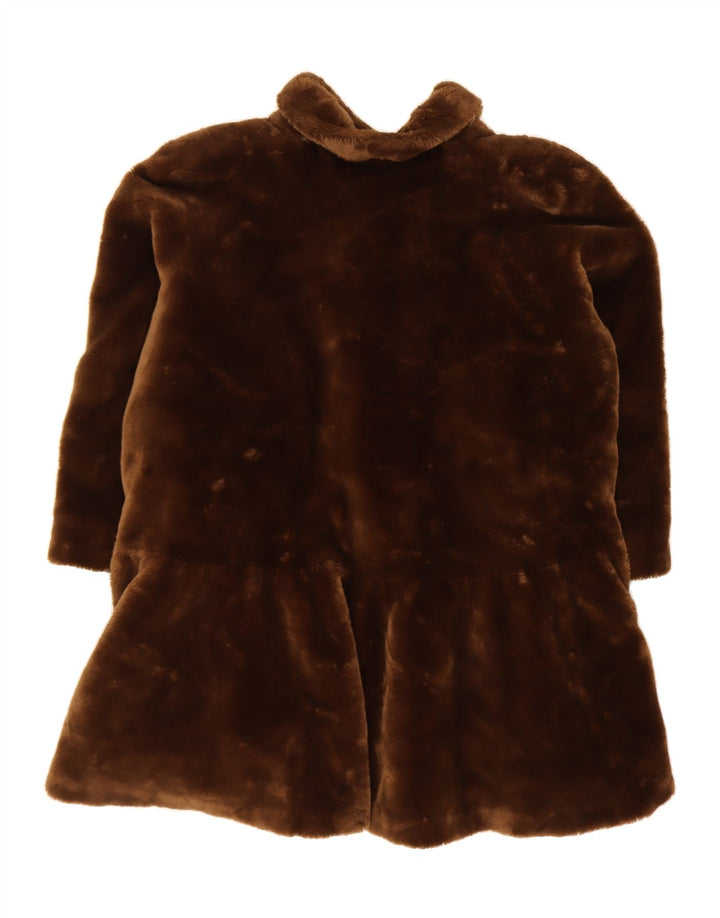 VINTAGE Womens Faux Fur Overcoat EU 48 2XL Brown Polyester Vintage Vintage and Second-Hand Vintage from Messina Hembry 