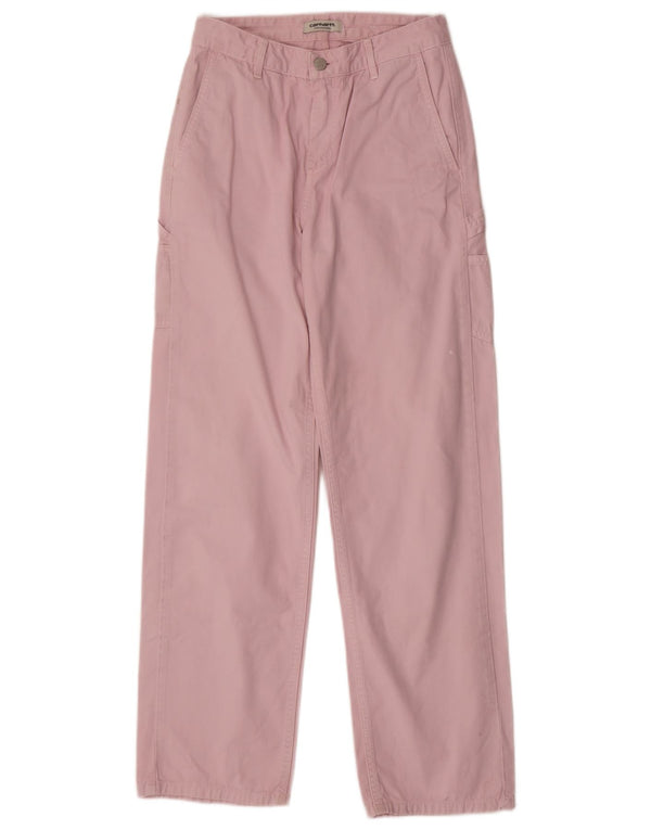 Pantaloni cargo dritti da donna CARHARTT W25 L29 cotone rosa