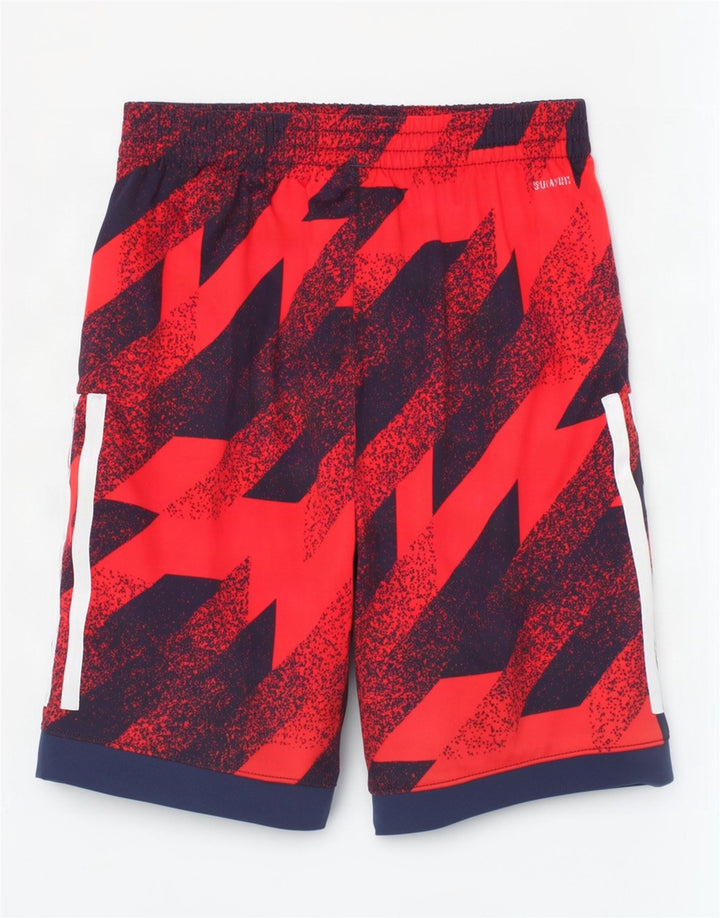 Pantaloncini sportivi Adidas Climalite da ragazzo 6-7 anni Poliestere geometrico rosso