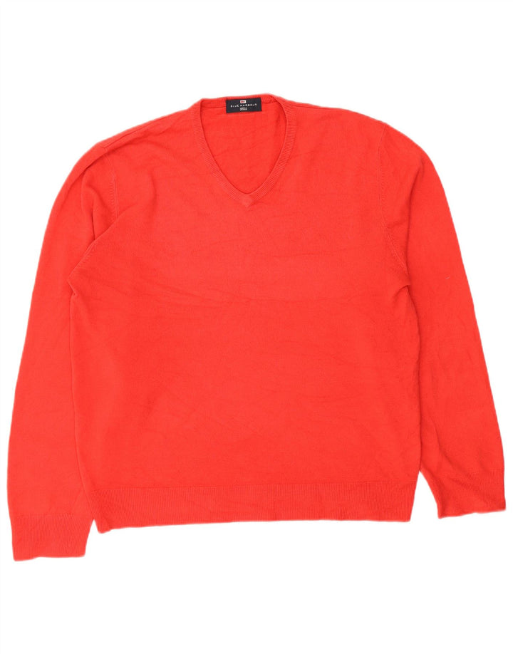 Marks & Spencer Maglione da uomo con scollo a V blu Harbour Grande acrilico rosso