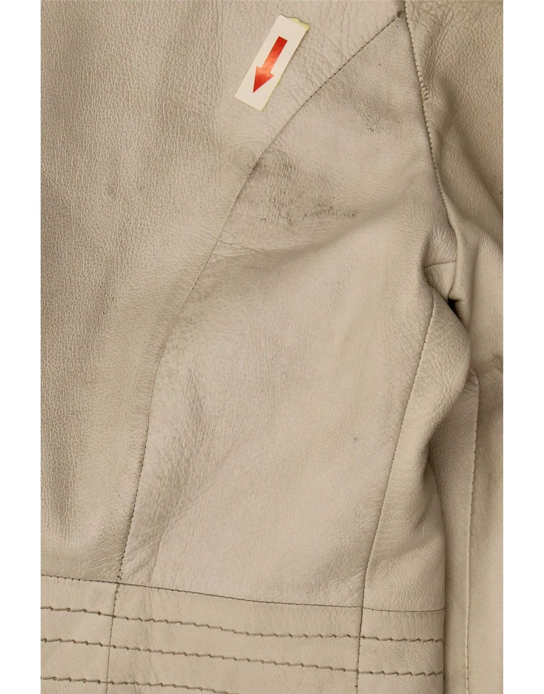 Cappotto in pelle doppio petto vintage da donna UK 12 Beige medio