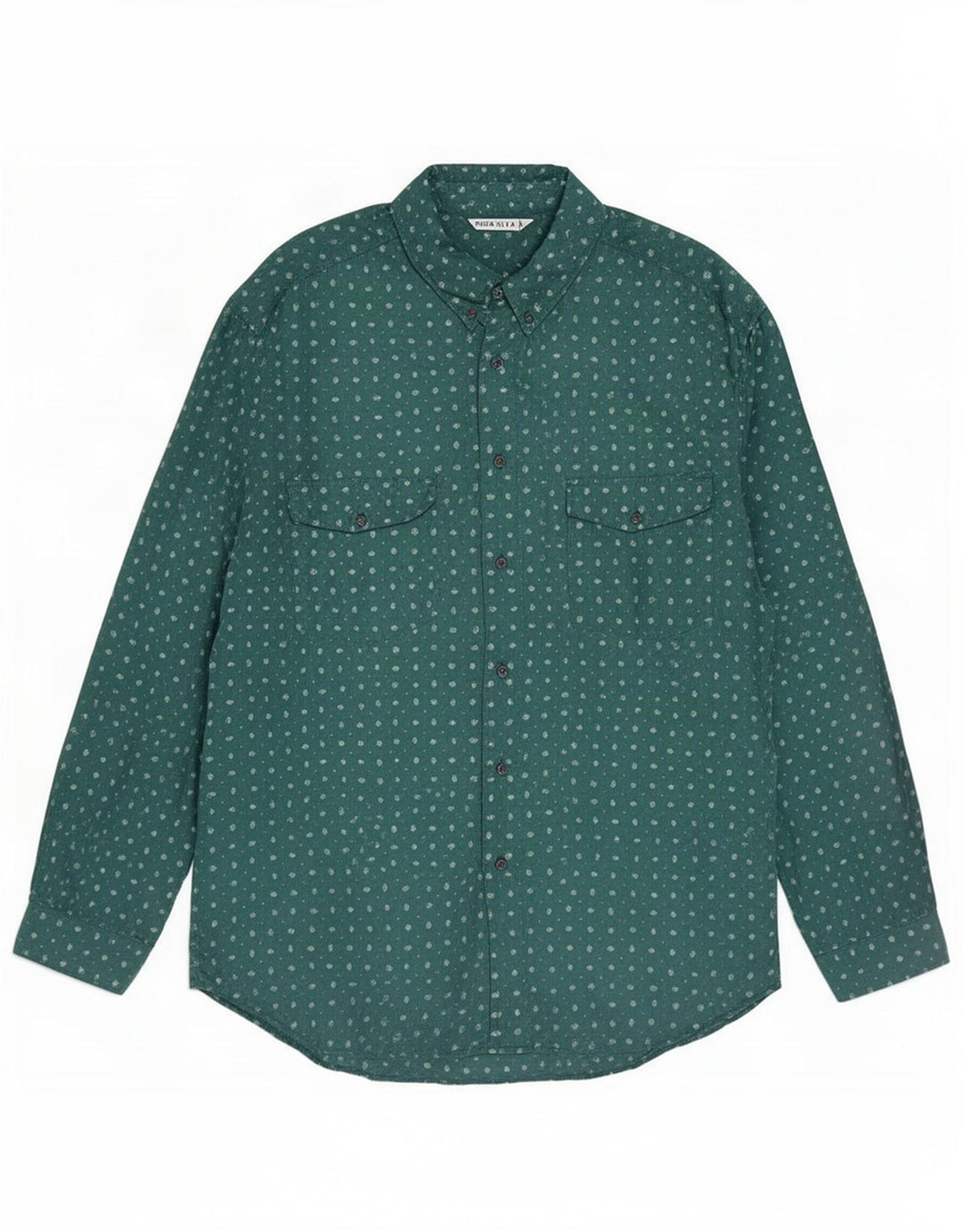 Camicia vintage da uomo 2XL in seta maculata verde