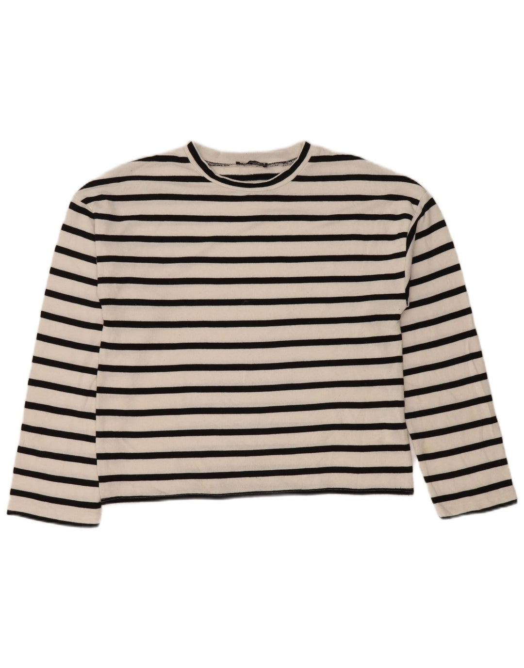Top Zara da donna a maniche lunghe UK 14 viscosa a righe bianche medie
