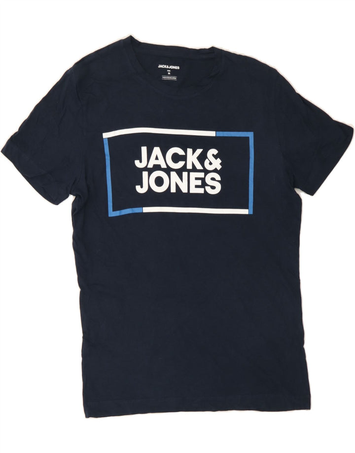 JACK & JONES Mens Graphic T-Shirt Top Medium Navy Blue Cotton Vintage Jack & Jones and Second-Hand Jack & Jones from Messina Hembry 