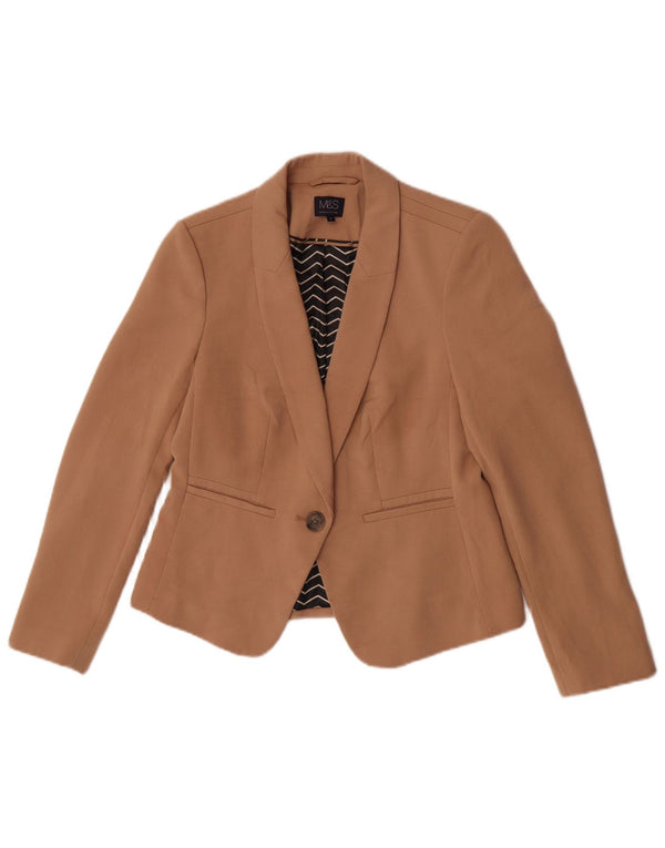 Giacca blazer a 1 bottone Marks & Spencer da donna UK 12 Poliestere marrone medio