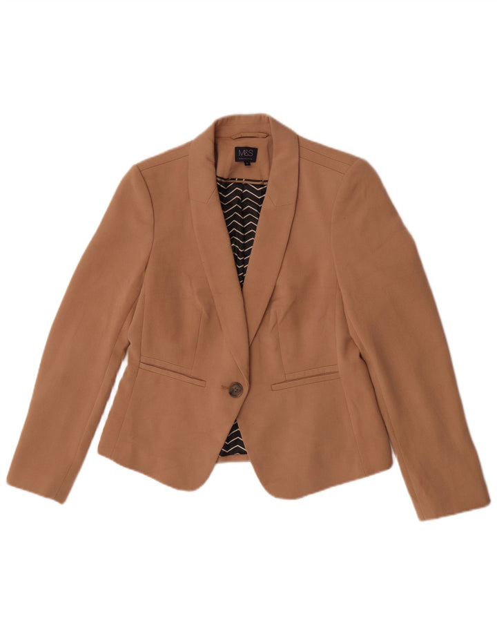 Giacca blazer a 1 bottone Marks & Spencer da donna UK 12 Poliestere marrone medio