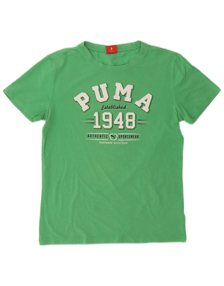 T-shirt grafica da uomo Puma Top in cotone verde medio