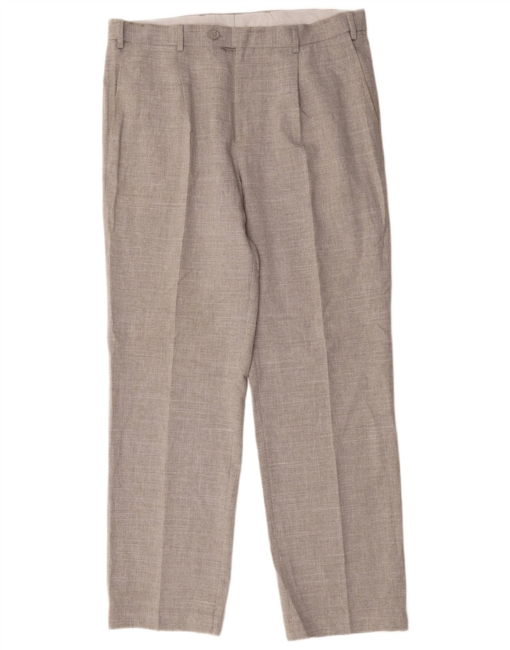 Pantaloni da abito dritti da uomo Marks & Spencer W36 L33 poliestere grigio