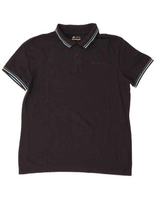 Polo da uomo Lotto Large in cotone nero