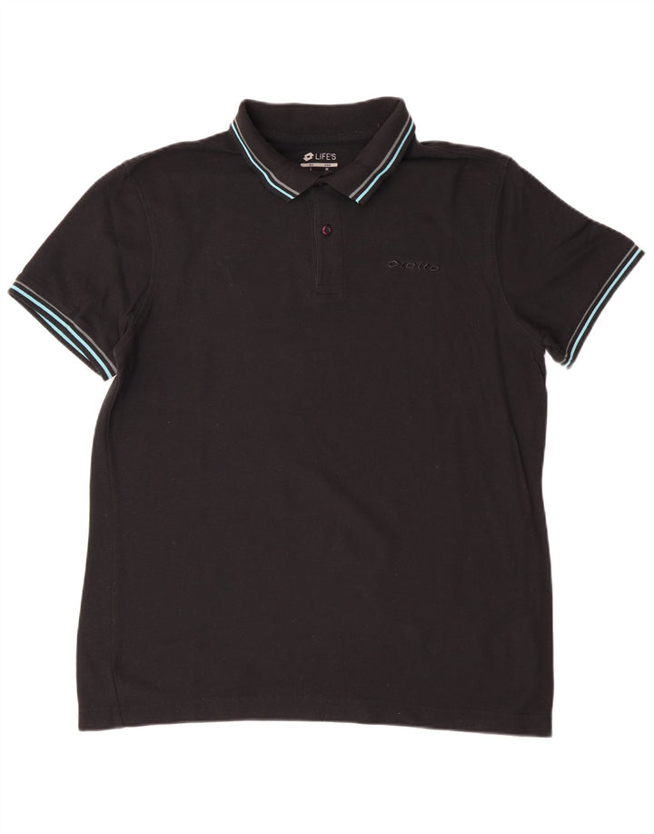 Polo da uomo Lotto Large in cotone nero