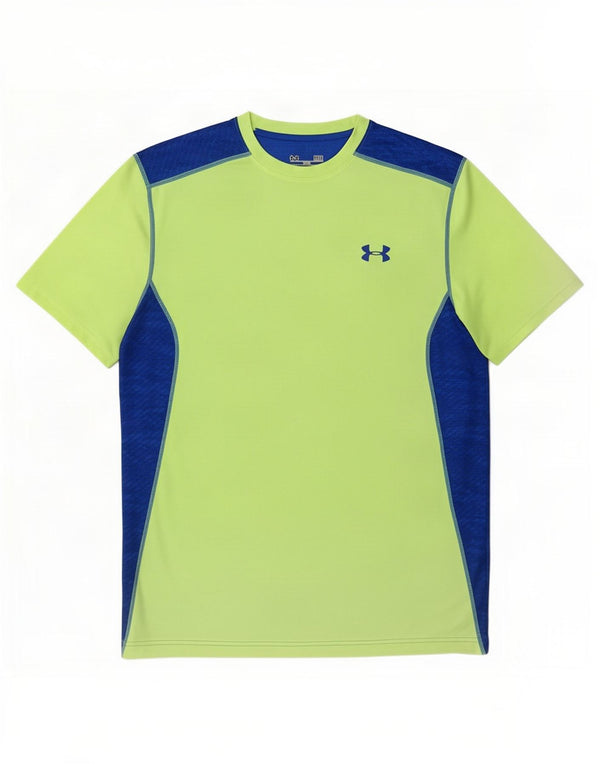 Maglietta Under Armour da uomo Heat Gear Top verde medio color block