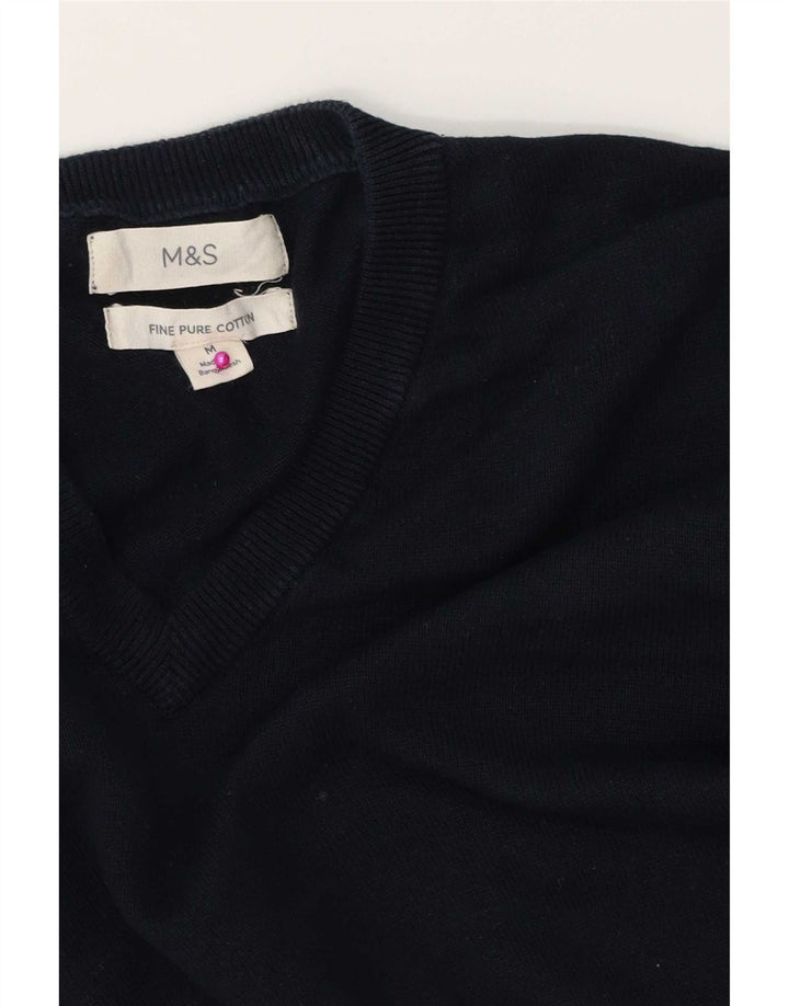 Maglione da uomo con scollo a V Marks & Spencer in cotone blu navy medio