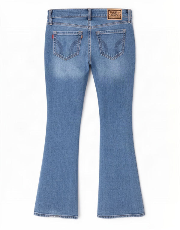 Jeans Hollister Bootcut a vita bassa da donna W27 L32 cotone blu