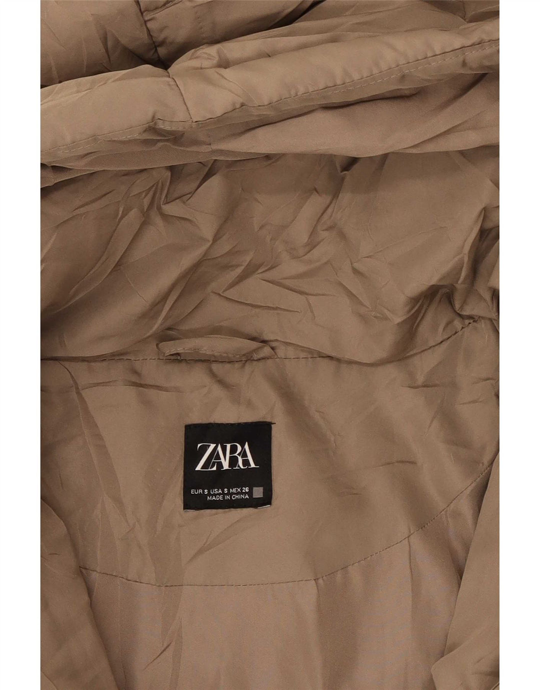 Giacca imbottita oversize con cappuccio da donna Zara UK 10 piccola marrone poliestere