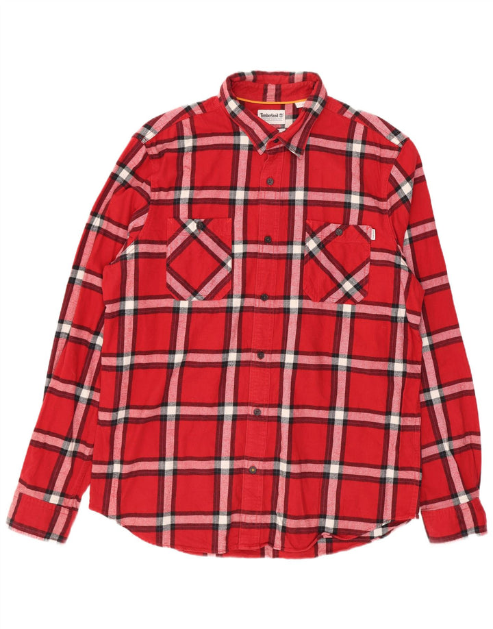 Timberland Camicia da uomo in flanella vestibilità regolare, cotone a quadri rossi grandi