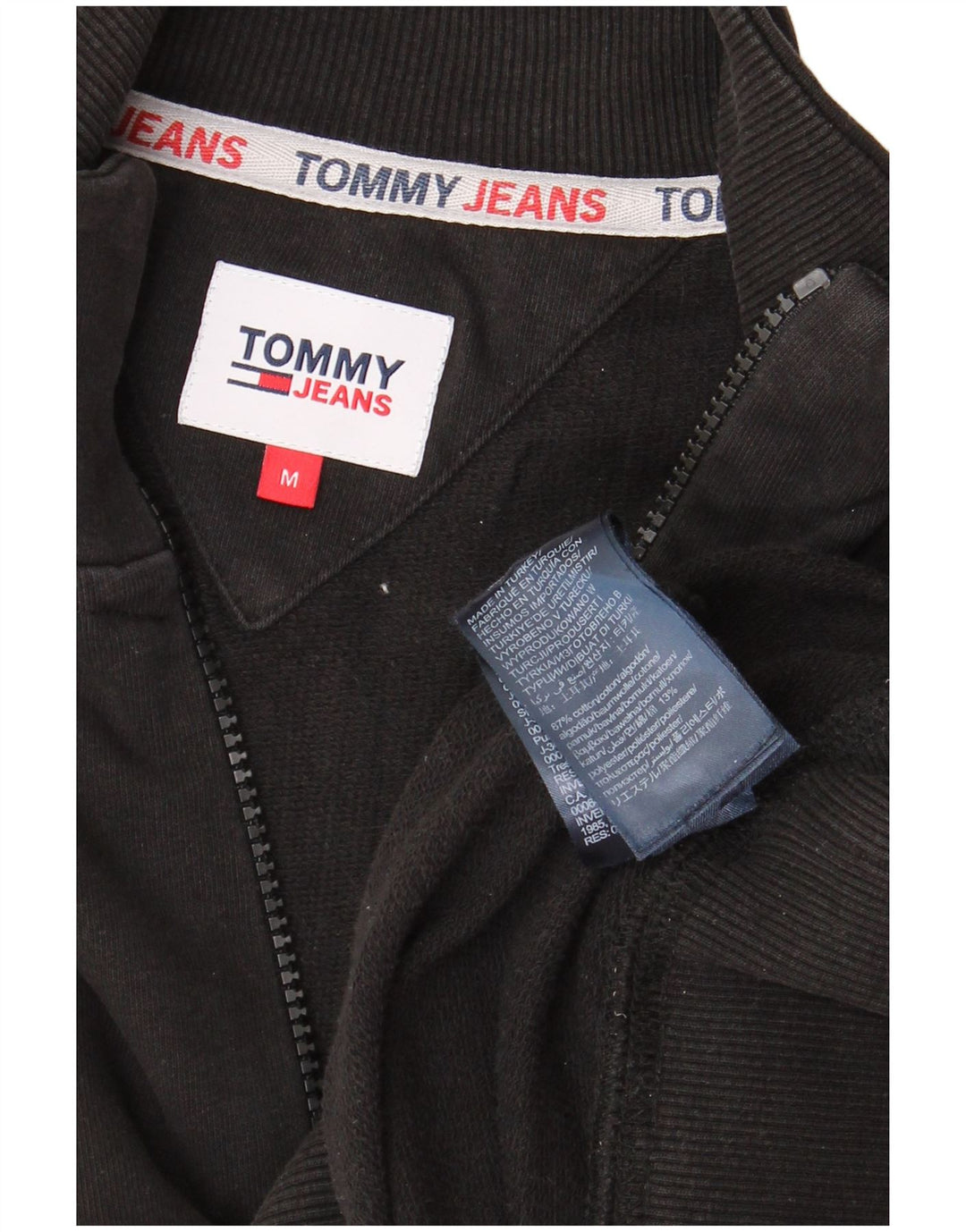 TOMMY HILFIGER Felpa da uomo con zip e collo maglione medio cotone nero