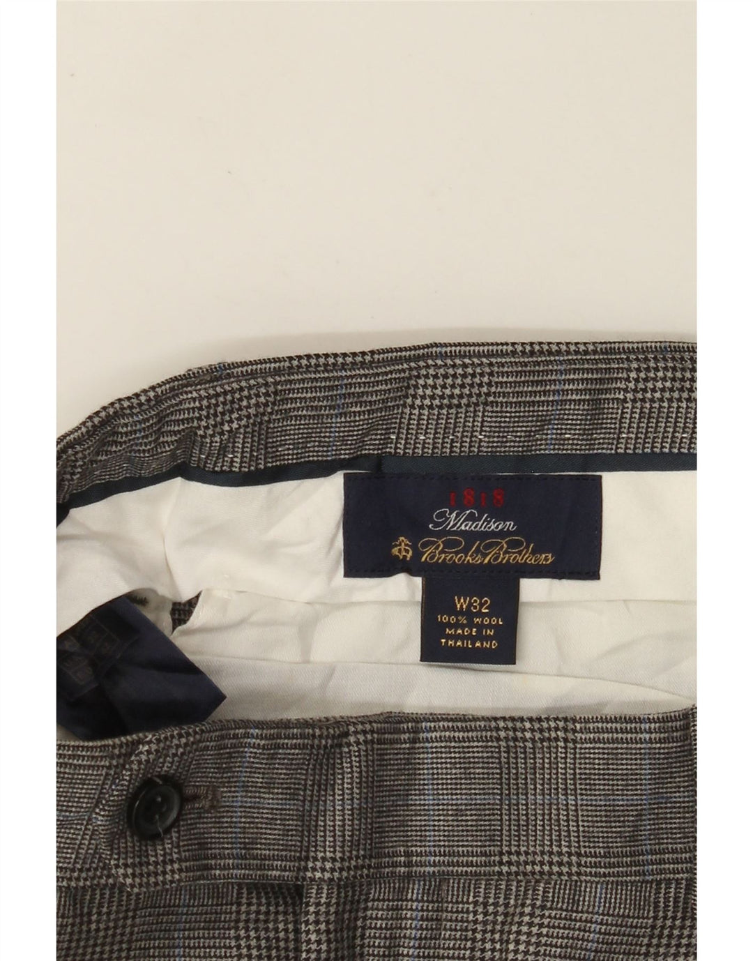 BROOKS BROTHERS Pantaloni da abito con pegging Madison da uomo W32 L29 pied de poule grigio