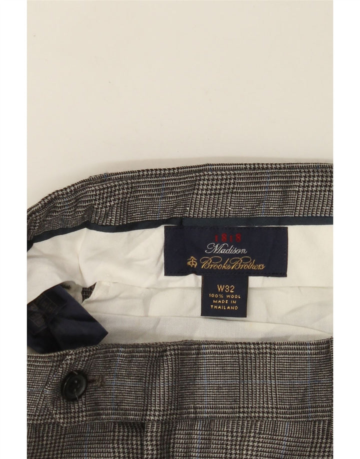 BROOKS BROTHERS Pantaloni da abito con pegging Madison da uomo W32 L29 pied de poule grigio
